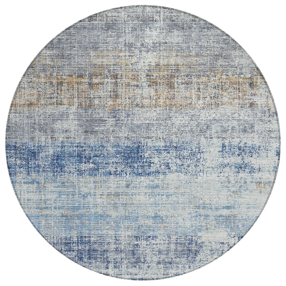 Machine Washable Indoor/Outdoor Chantille ACN2388 Blue 8' x 8' Round Rug. Picture 1