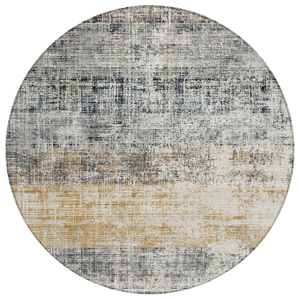 Machine Washable Indoor/Outdoor Chantille ACN2388 Gray 8' x 8' Round Rug. Picture 1