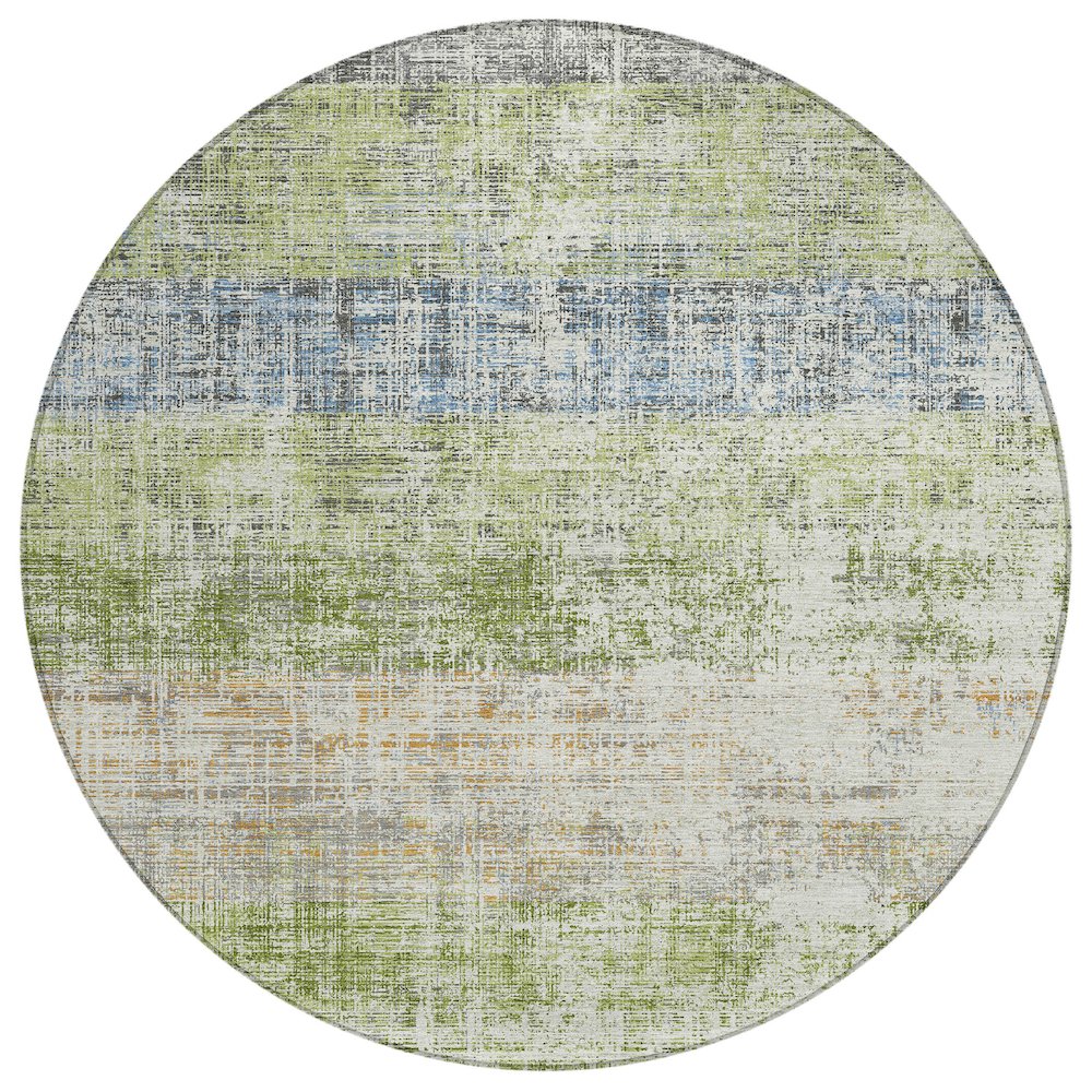 Machine Washable Indoor/Outdoor Chantille ACN2388 Green 8' x 8' Round Rug. Picture 1