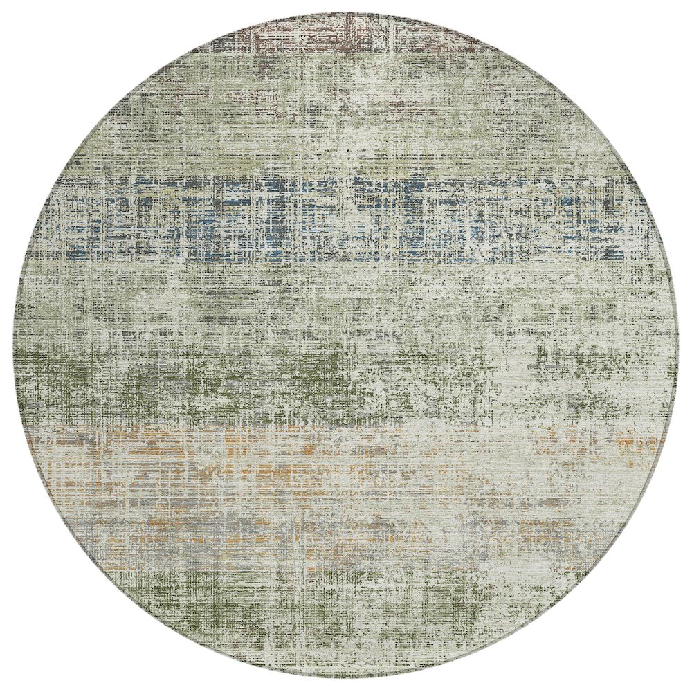 Machine Washable Indoor/Outdoor Chantille ACN2388 Green 8' x 8' Round Rug. Picture 1