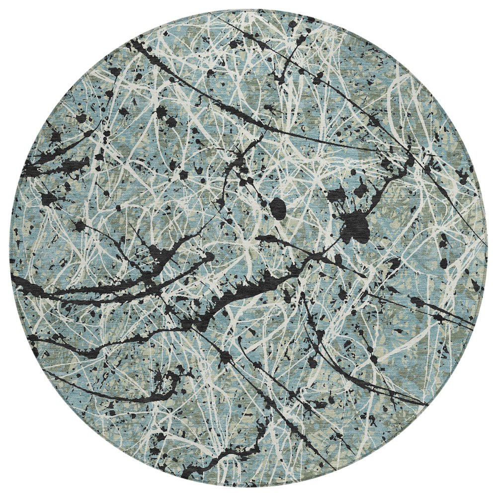 Machine Washable Indoor/Outdoor Chantille ACN2389 Green 8' x 8' Round Rug. Picture 1
