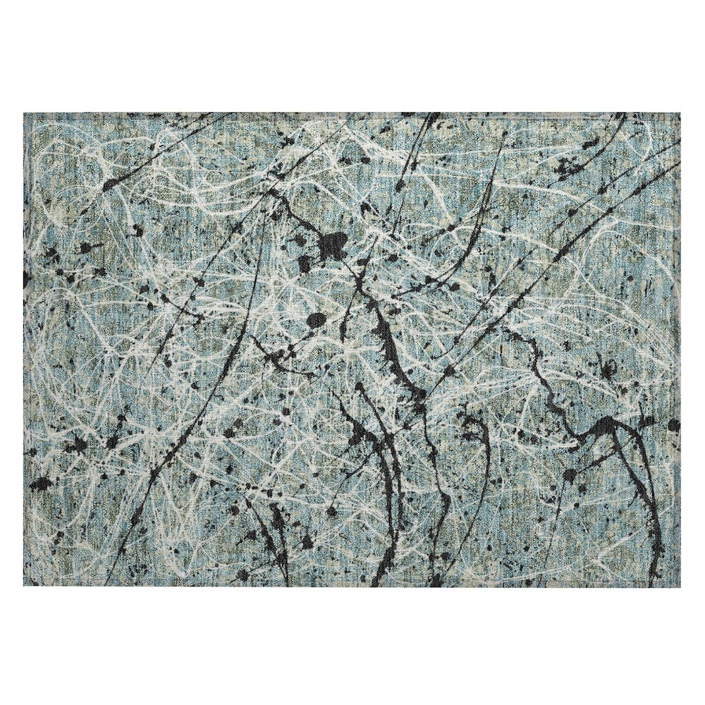 Machine Washable Indoor/Outdoor Chantille ACN2389 Green 1'8" x 2'6" Rug. Picture 1