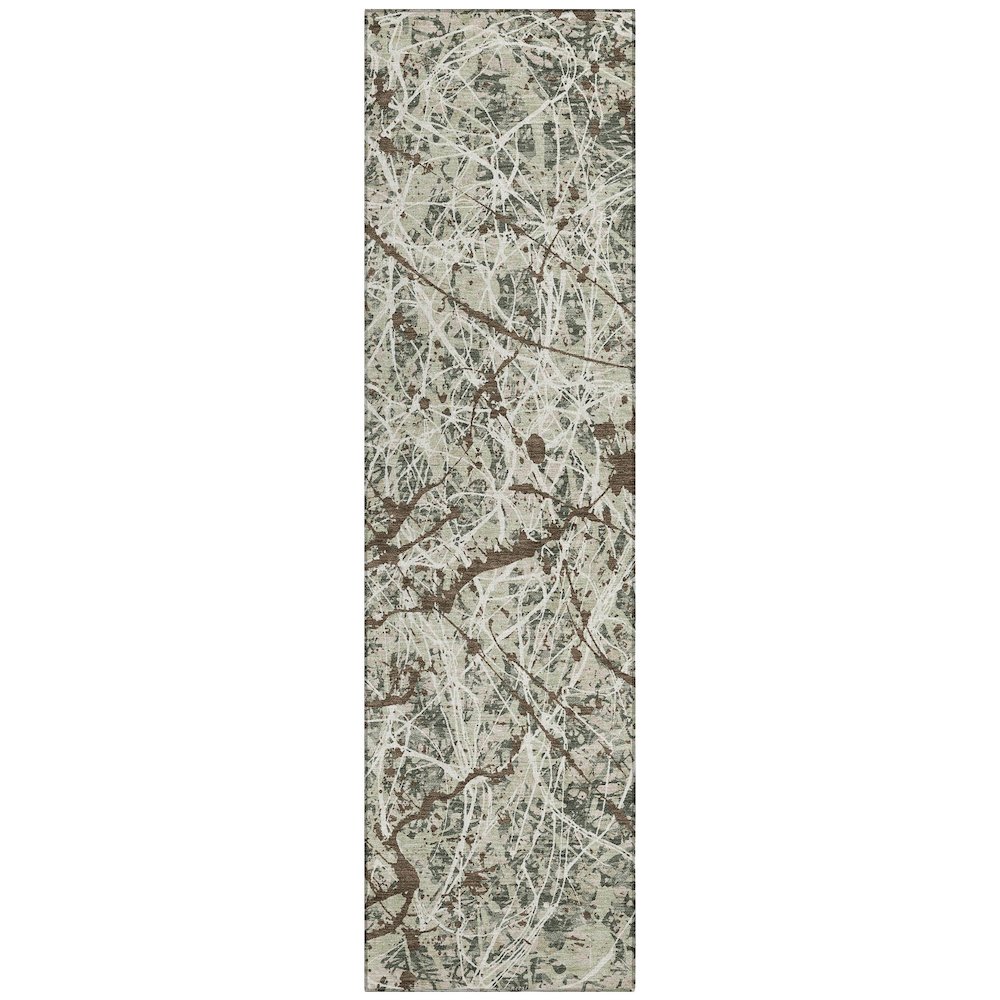 Machine Washable Indoor/Outdoor Chantille ACN2389 Green 2'3" x 7'6" Runner Rug. Picture 1