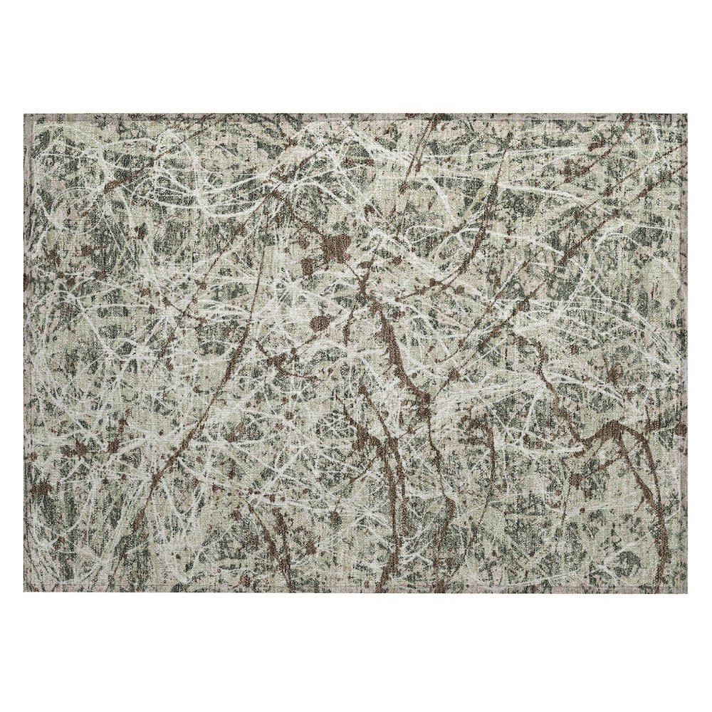Machine Washable Indoor/Outdoor Chantille ACN2389 Green 1'8" x 2'6" Rug. Picture 1