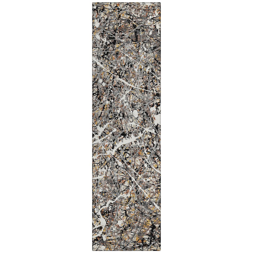Machine Washable Indoor/Outdoor Chantille ACN2389 Black 2'3" x 7'6" Runner Rug. Picture 1