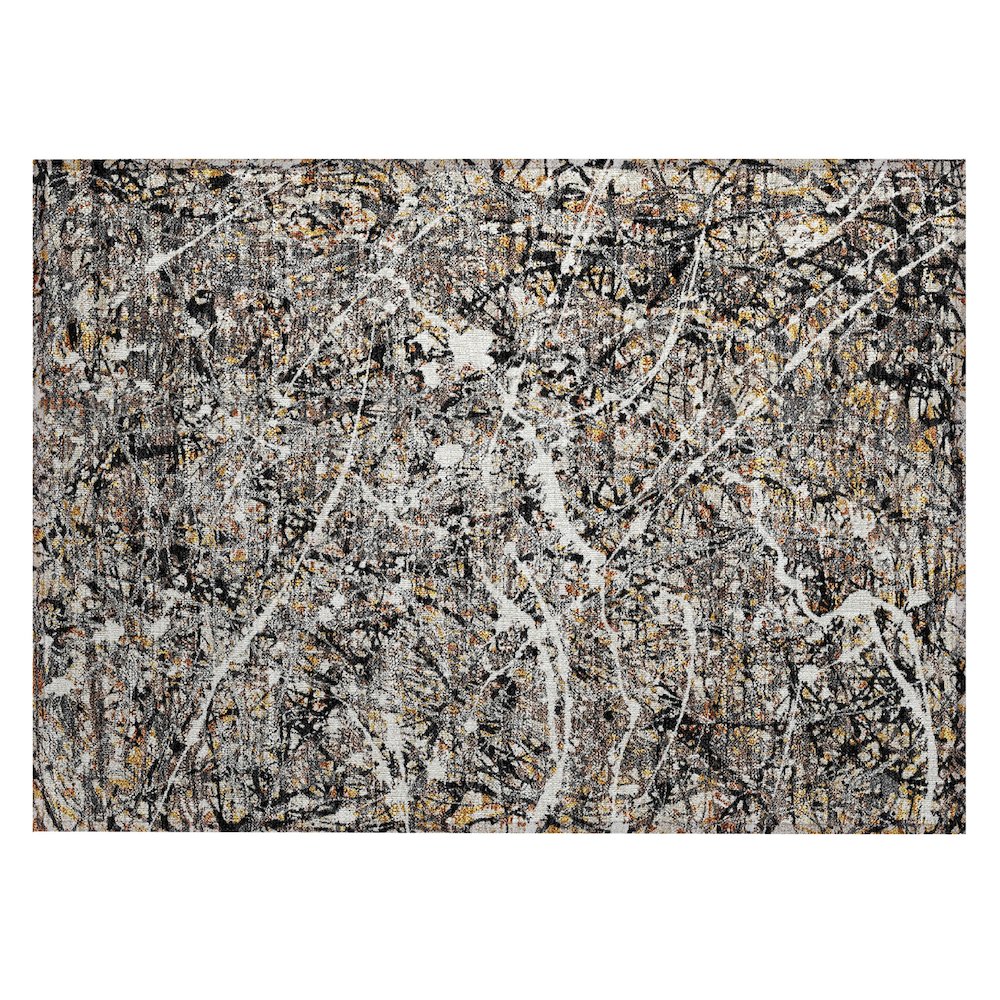 Machine Washable Indoor/Outdoor Chantille ACN2389 Black 1'8" x 2'6" Rug. Picture 1
