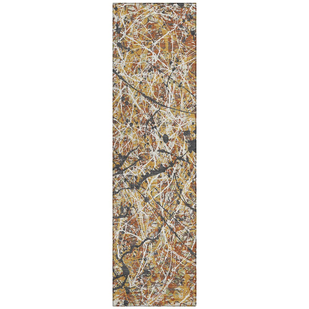 Machine Washable Indoor/Outdoor Chantille ACN2389 Gold 2'3" x 7'6" Runner Rug. Picture 1