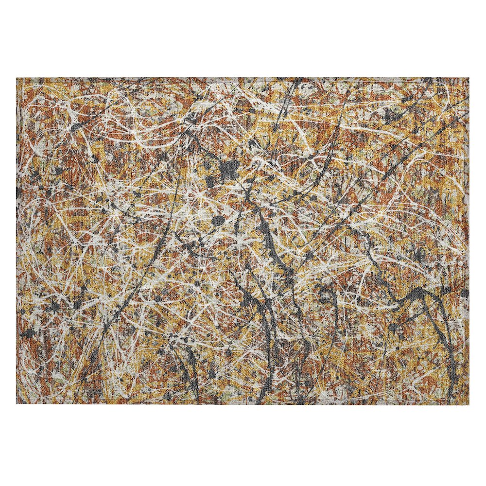 Machine Washable Indoor/Outdoor Chantille ACN2389 Gold 1'8" x 2'6" Rug. Picture 1