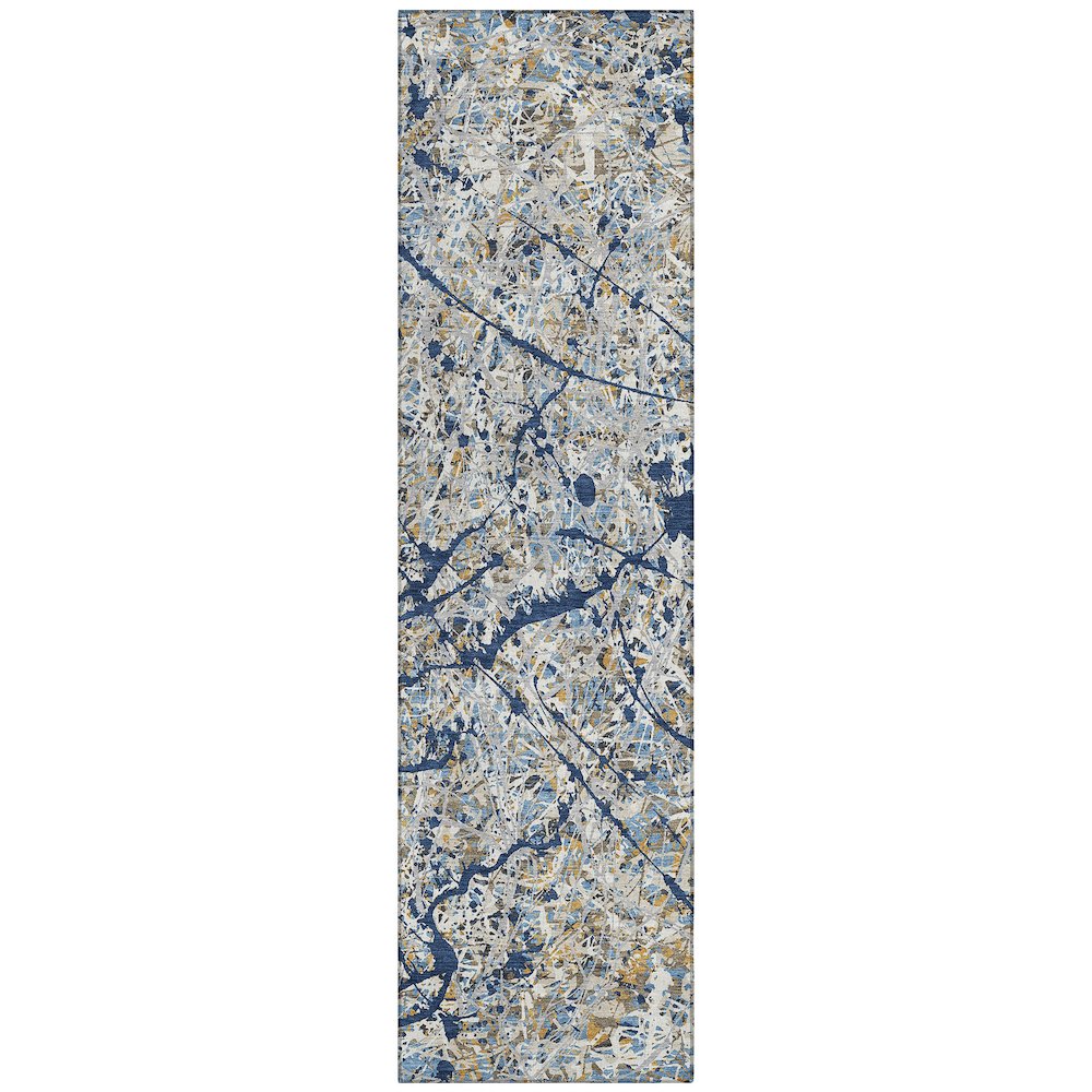 Machine Washable Indoor/Outdoor Chantille ACN2389 Blue 2'3" x 7'6" Runner Rug. Picture 1