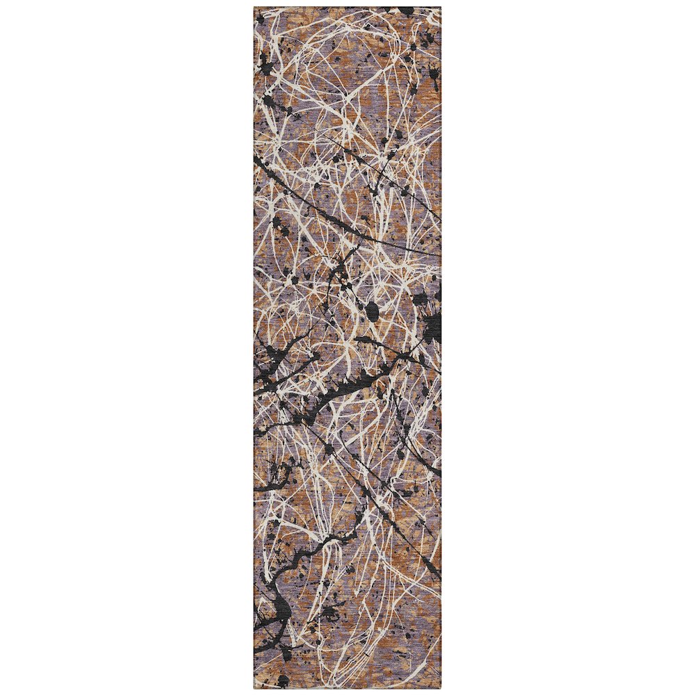 Machine Washable Indoor/Outdoor Chantille ACN2389 Orange 2'3" x 7'6" Runner Rug. Picture 1