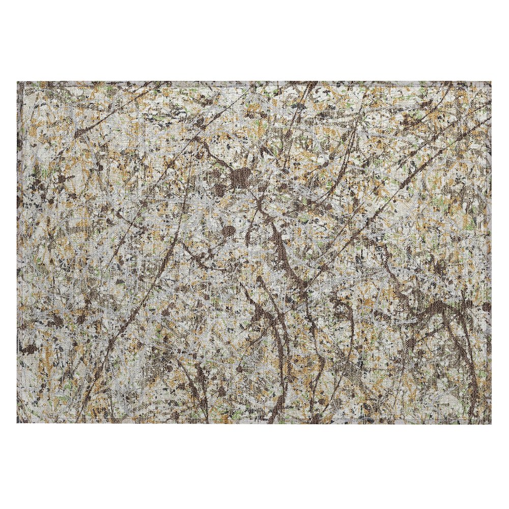 Machine Washable Indoor/Outdoor Chantille ACN2389 Brown 1'8" x 2'6" Rug. Picture 1