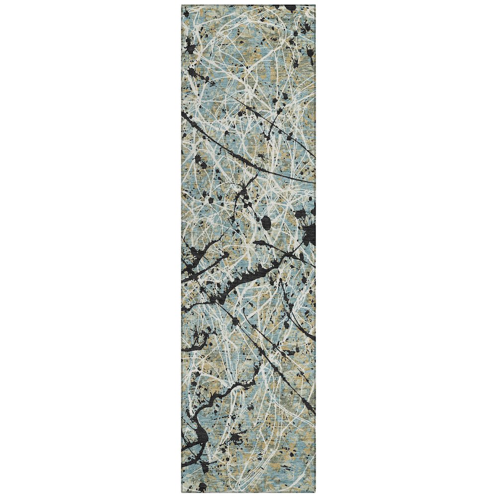 Machine Washable Indoor/Outdoor Chantille ACN2389 Teal 2'3" x 7'6" Runner Rug. Picture 1