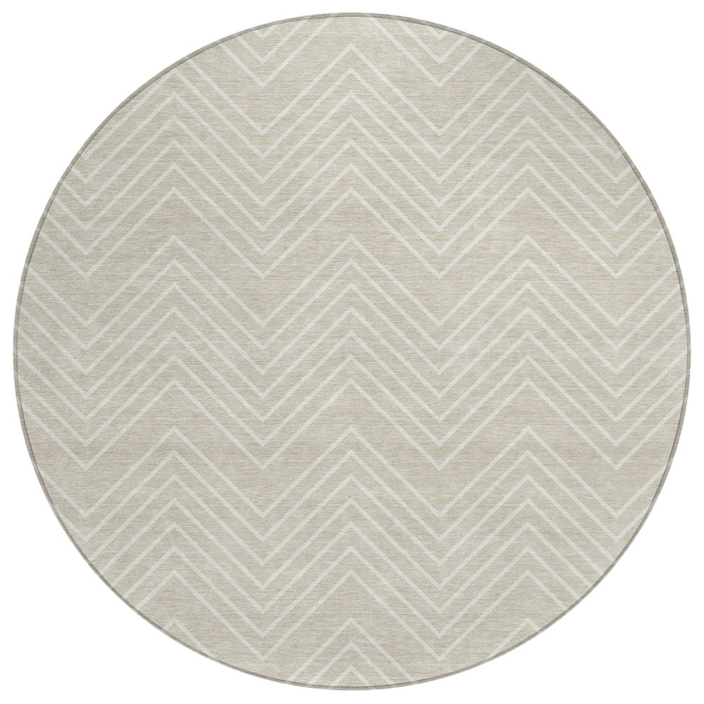 Machine Washable Indoor/Outdoor Chantille ACN2390 Brown 8' x 8' Round Rug. Picture 1