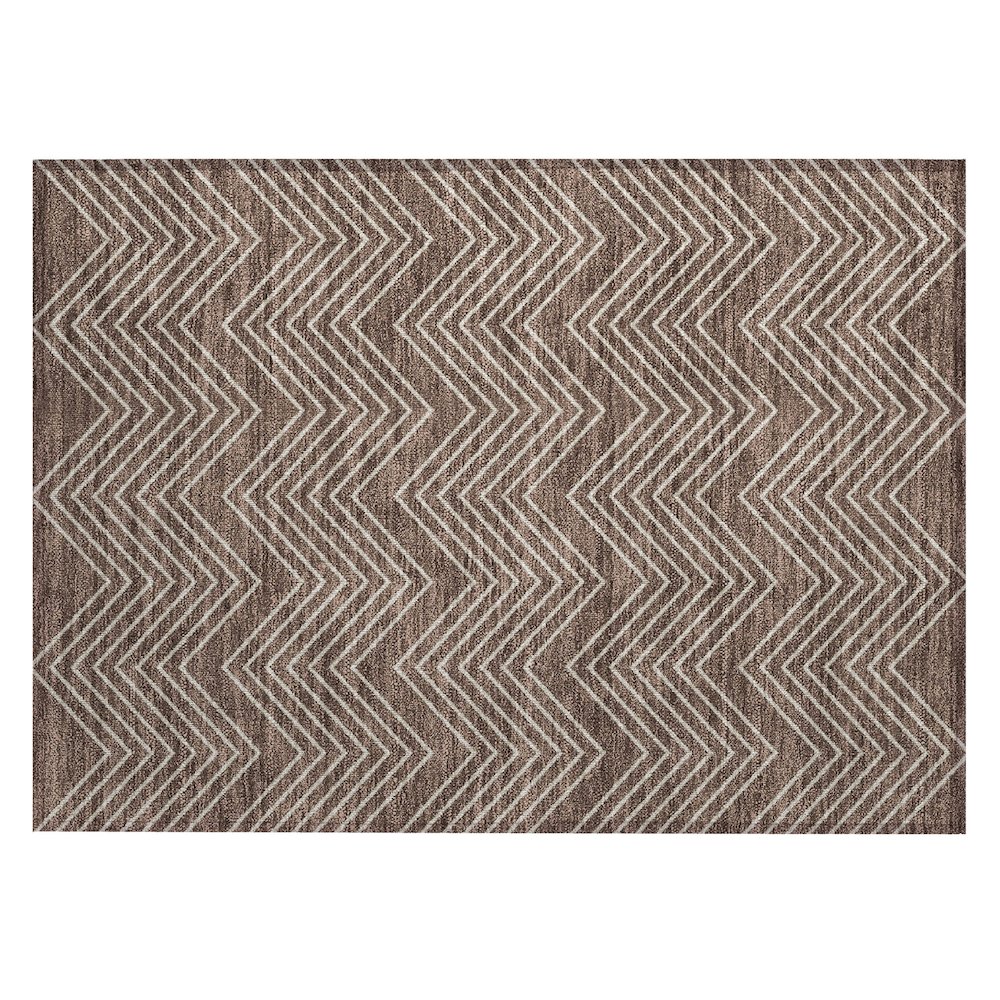 Machine Washable Indoor/Outdoor Chantille ACN2390 Brown 1'8" x 2'6" Rug. Picture 1