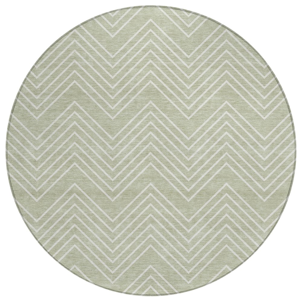 Machine Washable Indoor/Outdoor Chantille ACN2390 Green 8' x 8' Round Rug. Picture 1