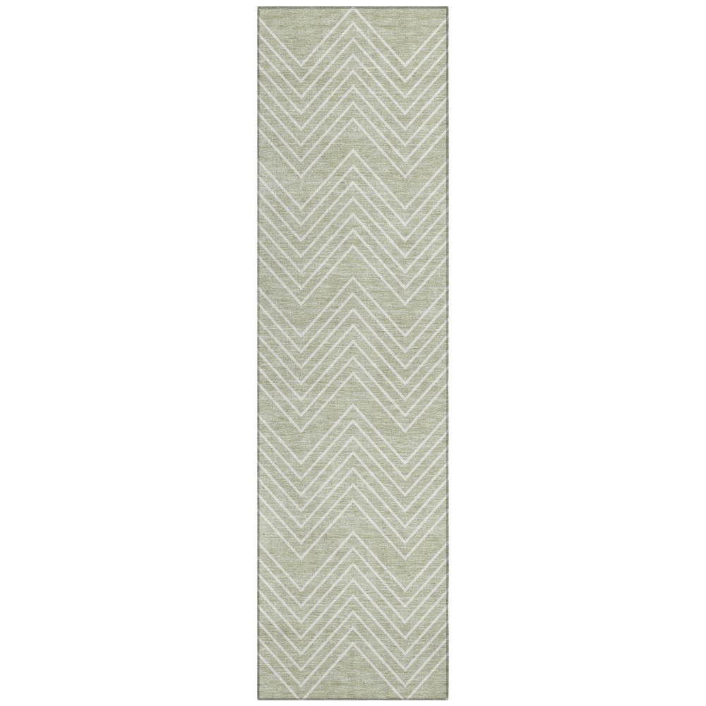 Machine Washable Indoor/Outdoor Chantille ACN2390 Green 2'3" x 7'6" Runner Rug. Picture 1