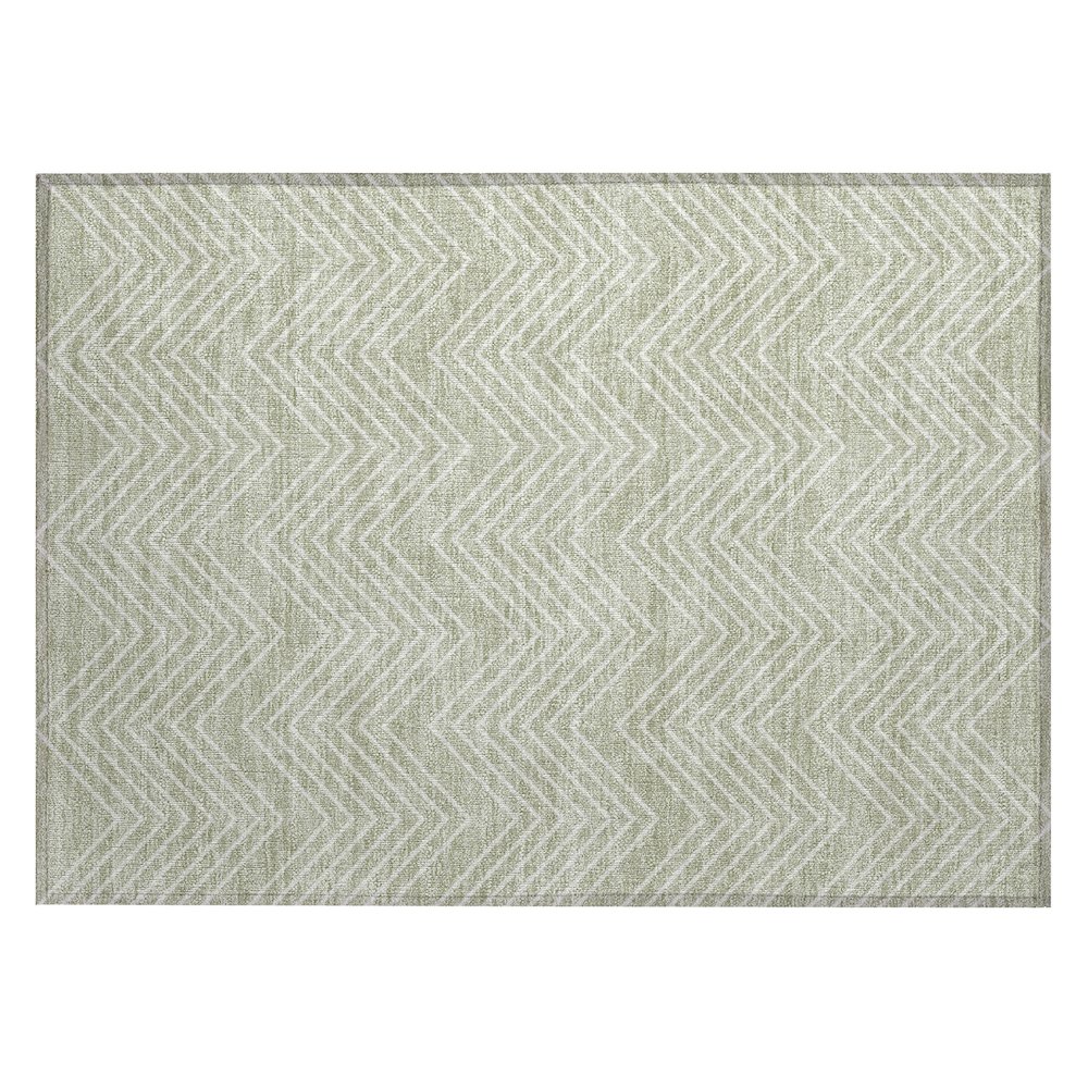 Machine Washable Indoor/Outdoor Chantille ACN2390 Green 1'8" x 2'6" Rug. Picture 1