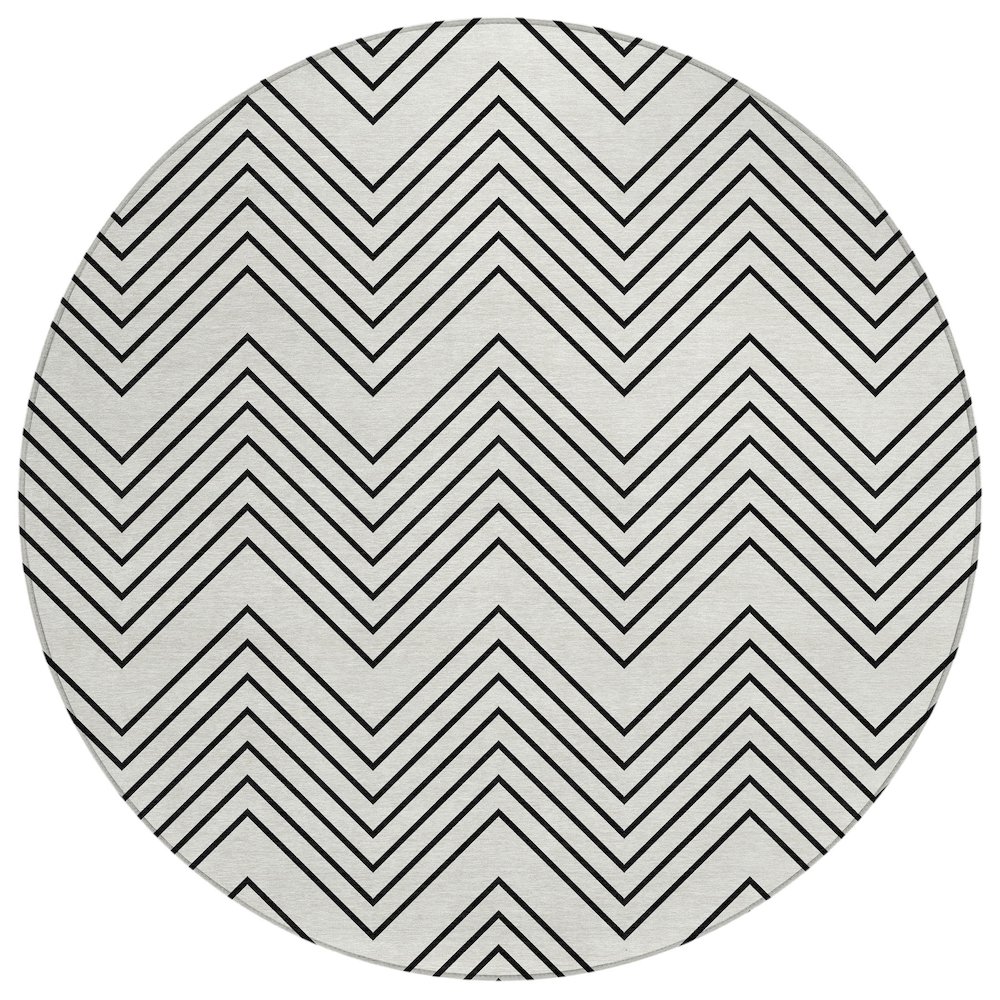 Machine Washable Indoor/Outdoor Chantille ACN2390 Ivory 8' x 8' Round Rug. Picture 1