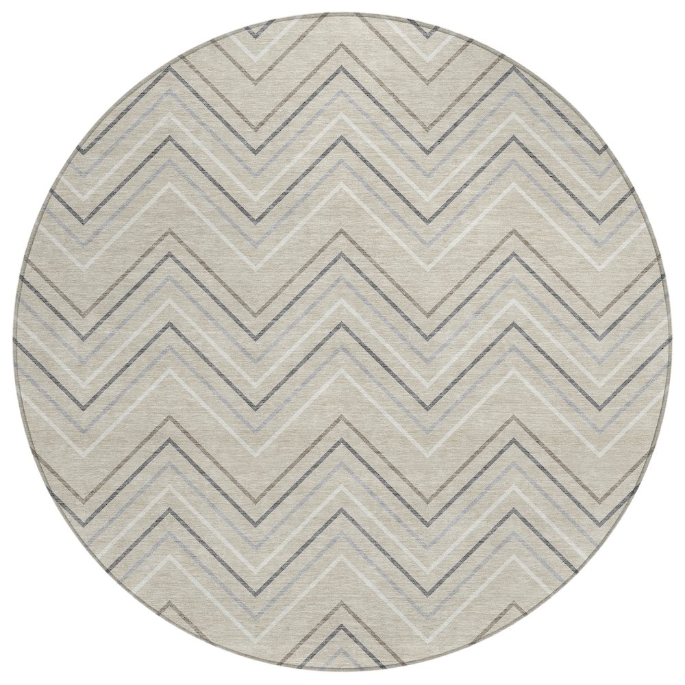 Machine Washable Indoor/Outdoor Chantille ACN2391 Brown 8' x 8' Round Rug. Picture 1