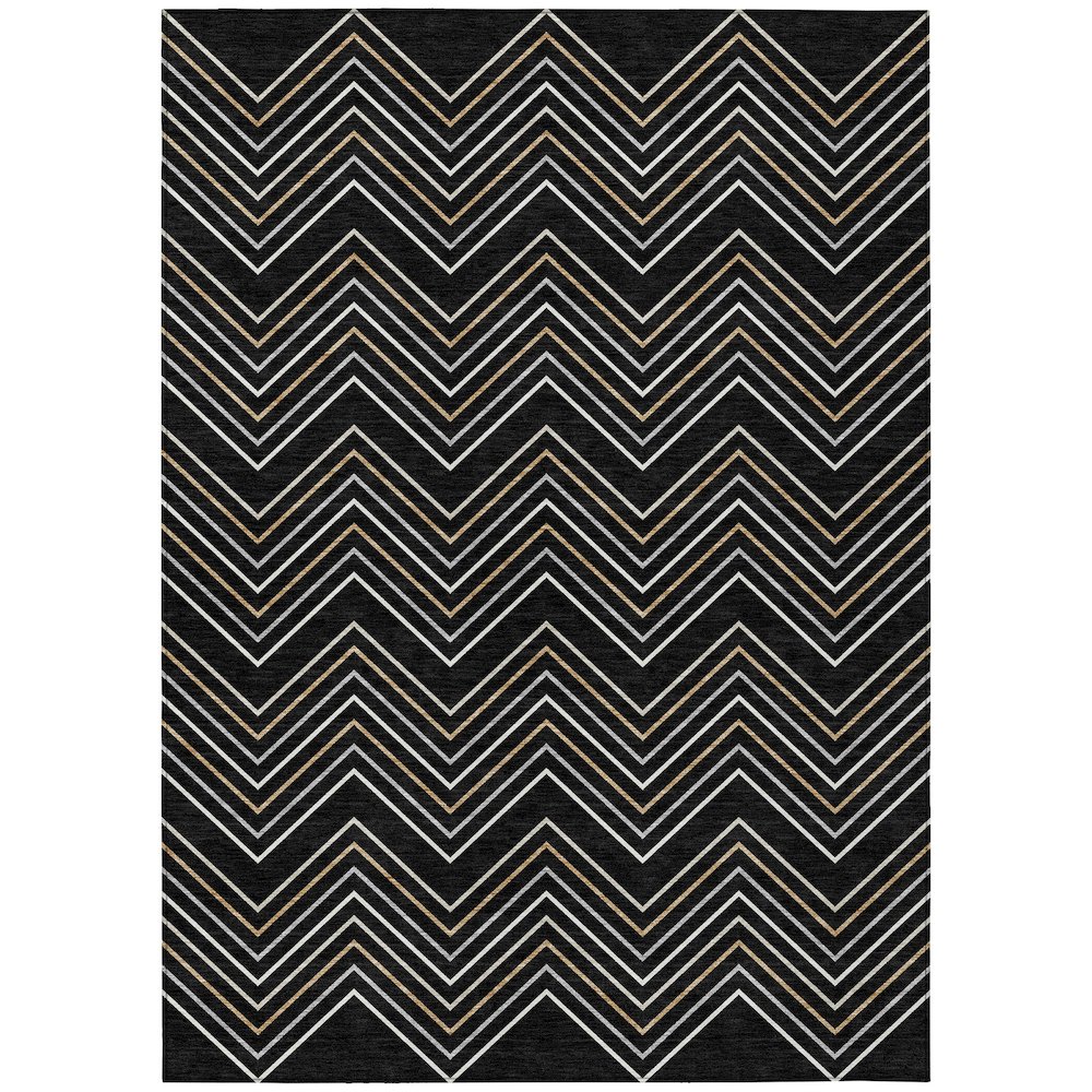 Machine Washable Indoor/Outdoor Chantille ACN2391 Black 2'6" x 3'10" Rug. Picture 1