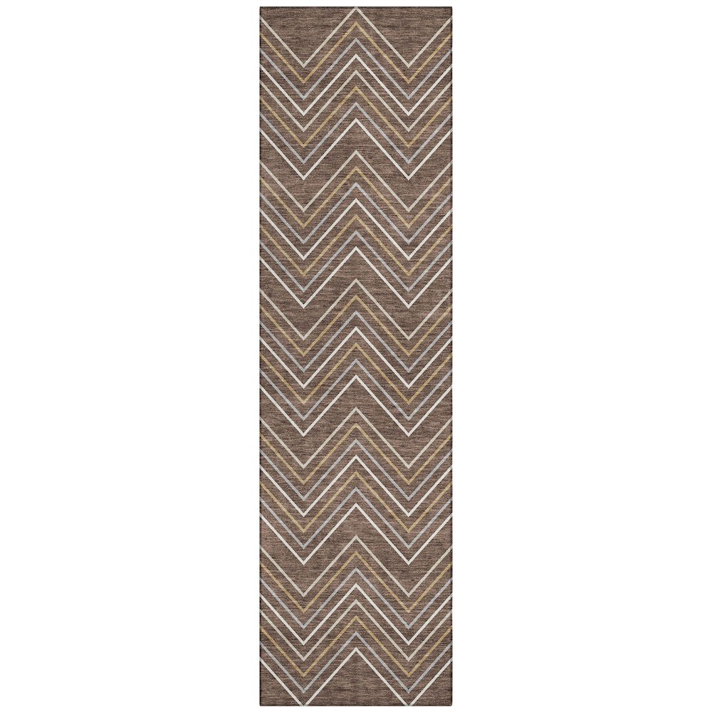 Machine Washable Indoor/Outdoor Chantille ACN2391 Brown 2'3" x 7'6" Runner Rug. Picture 1