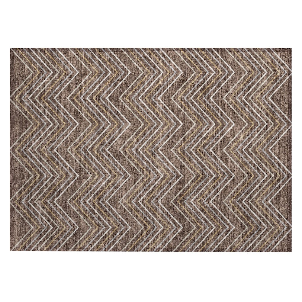 Machine Washable Indoor/Outdoor Chantille ACN2391 Brown 1'8" x 2'6" Rug. Picture 1