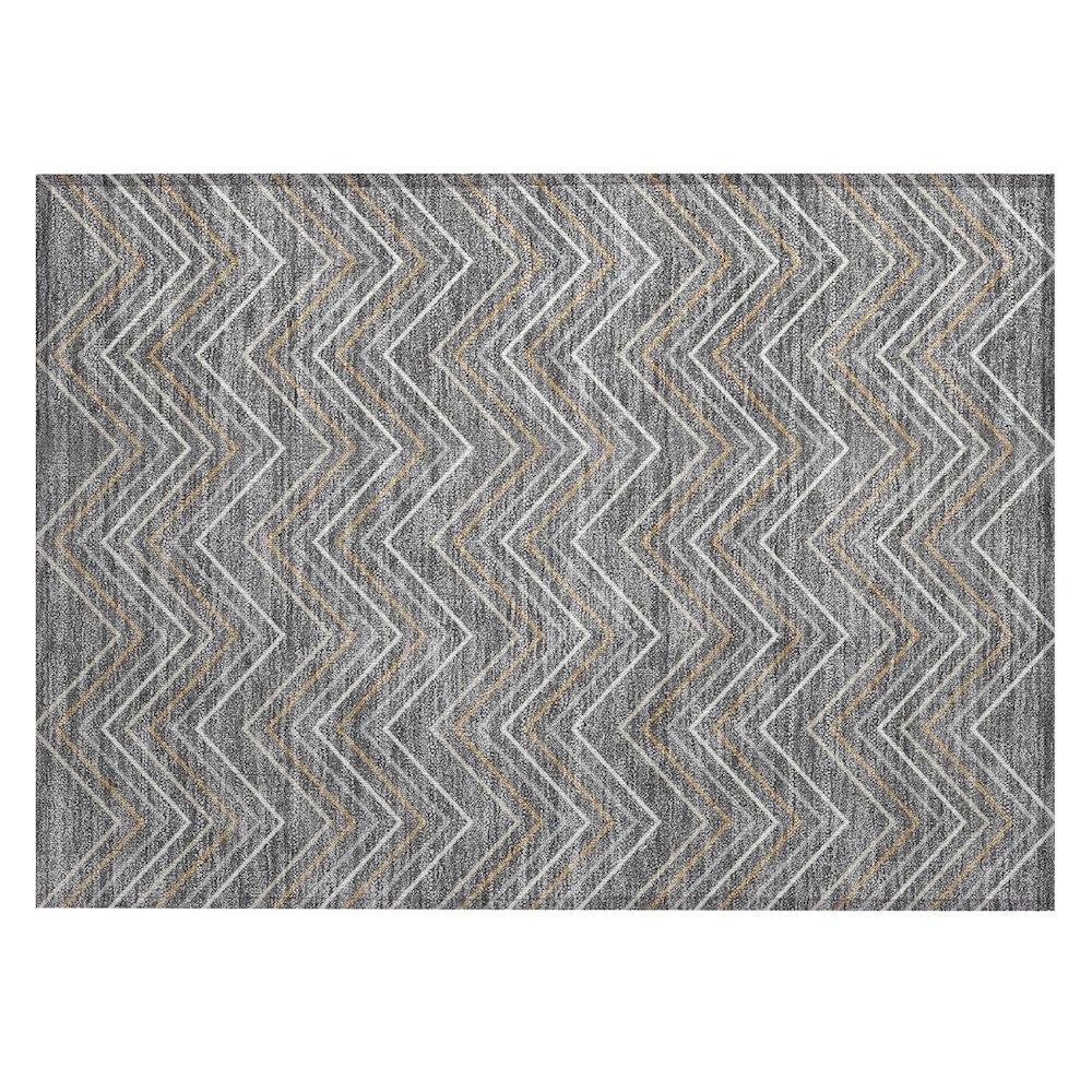 Machine Washable Indoor/Outdoor Chantille ACN2391 Gray 1'8" x 2'6" Rug. Picture 1