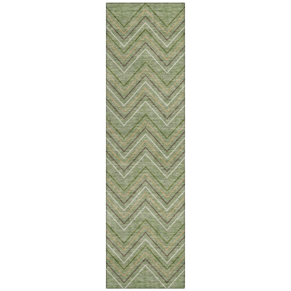 Machine Washable Indoor/Outdoor Chantille ACN2391 Green 2'3" x 7'6" Runner Rug. Picture 1