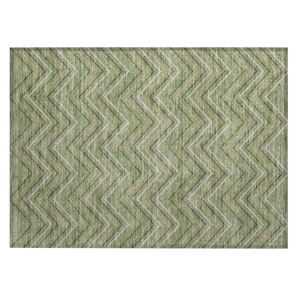 Machine Washable Indoor/Outdoor Chantille ACN2391 Green 1'8" x 2'6" Rug. Picture 1
