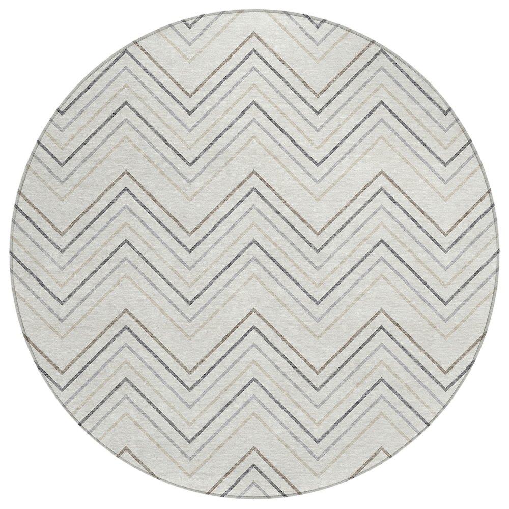 Machine Washable Indoor/Outdoor Chantille ACN2391 Ivory 8' x 8' Round Rug. Picture 1