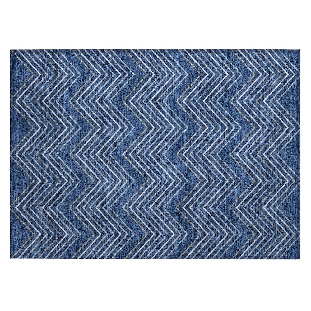 Machine Washable Indoor/Outdoor Chantille ACN2391 Blue 1'8" x 2'6" Rug. Picture 1