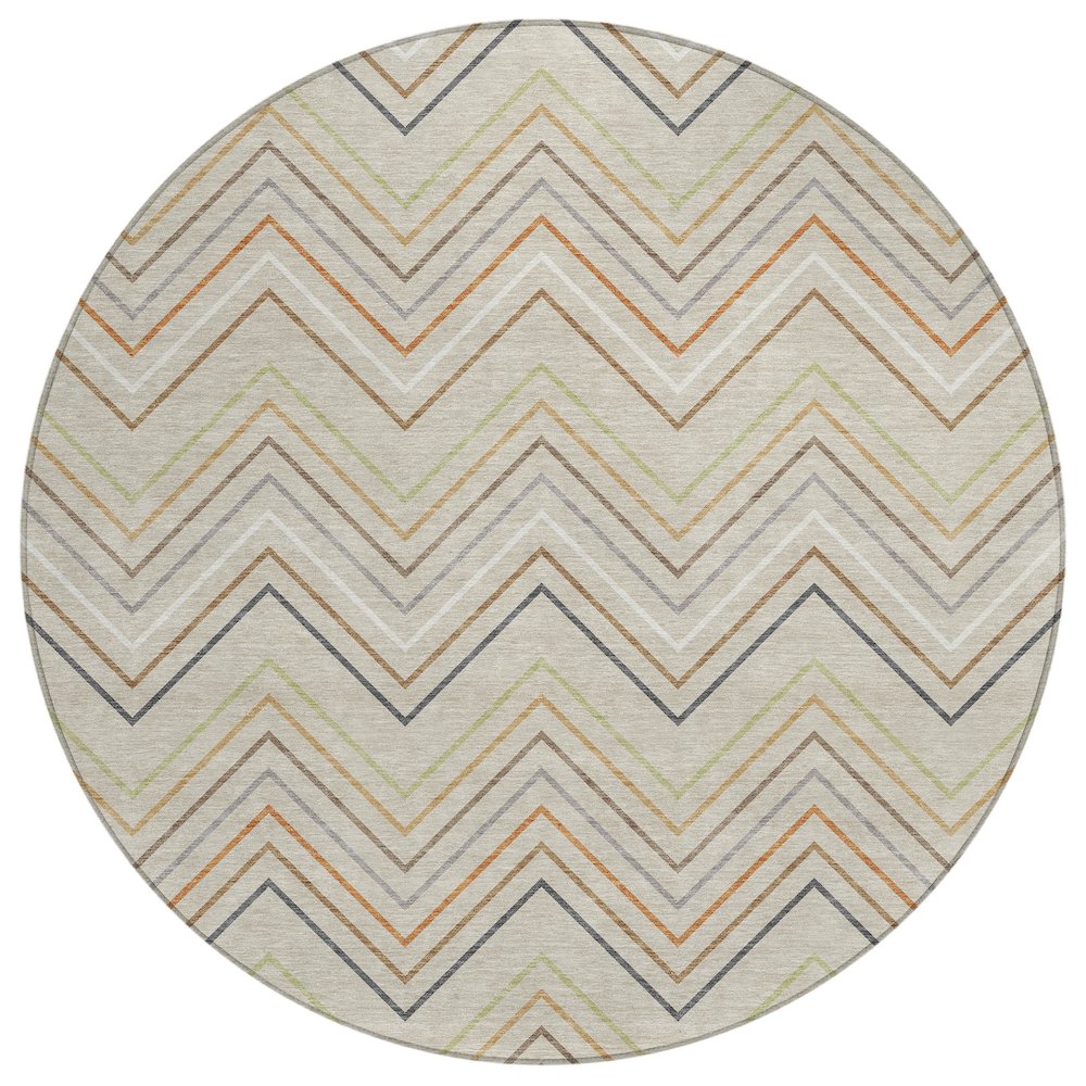 Machine Washable Indoor/Outdoor Chantille ACN2392 Brown 8' x 8' Round Rug. Picture 1
