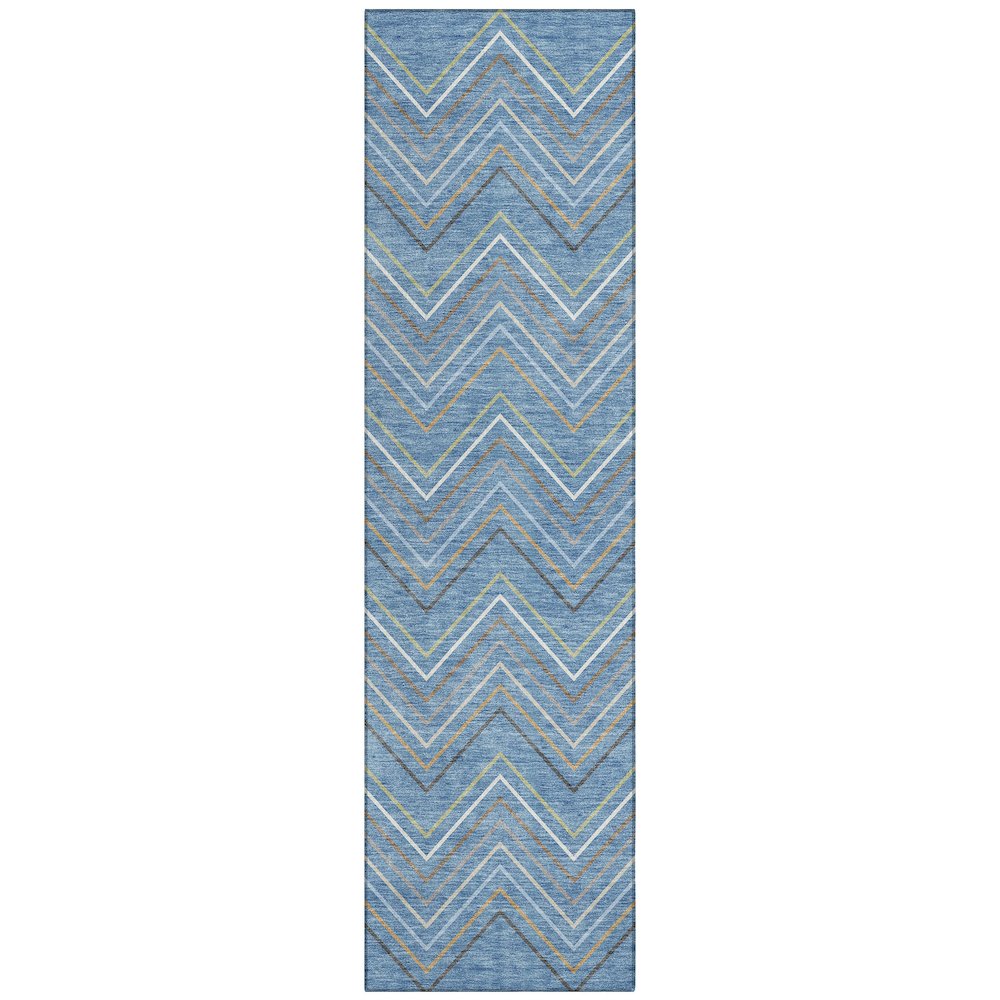 Machine Washable Indoor/Outdoor Chantille ACN2392 Blue 2'3" x 7'6" Runner Rug. Picture 1