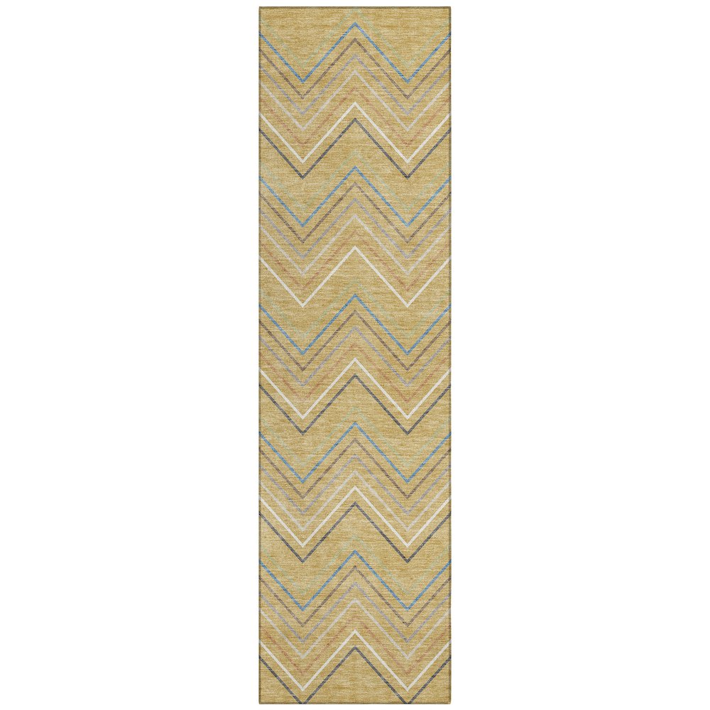 Machine Washable Indoor/Outdoor Chantille ACN2392 Gold 2'3" x 7'6" Runner Rug. Picture 1