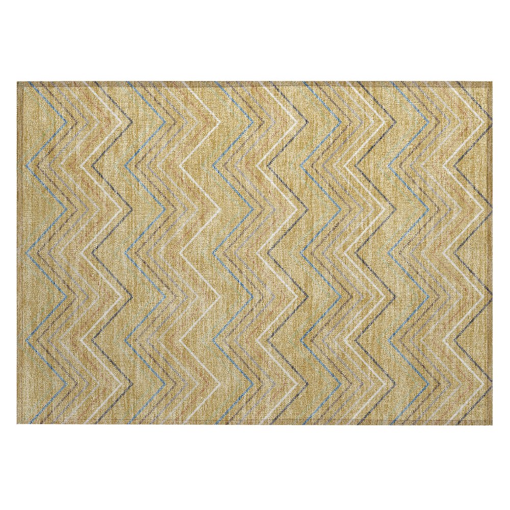 Machine Washable Indoor/Outdoor Chantille ACN2392 Gold 1'8" x 2'6" Rug. Picture 1