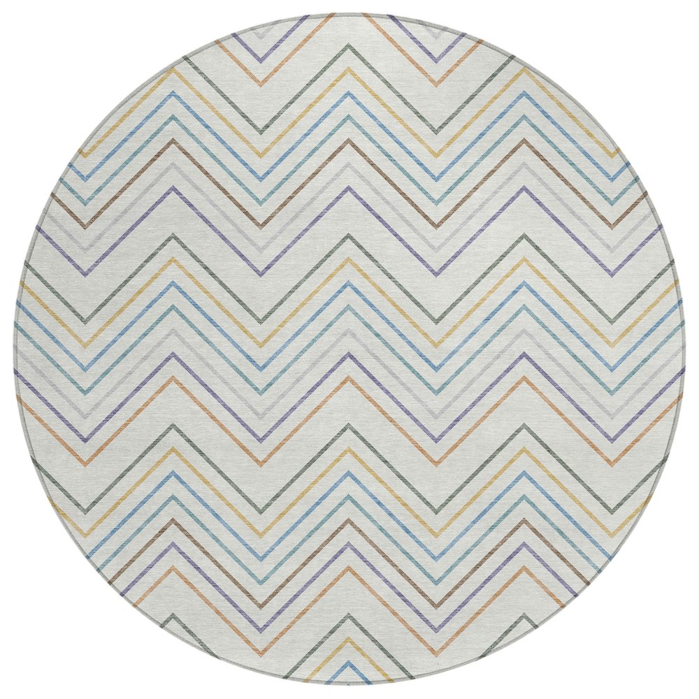 Machine Washable Indoor/Outdoor Chantille ACN2392 Multi 8' x 8' Round Rug. Picture 1