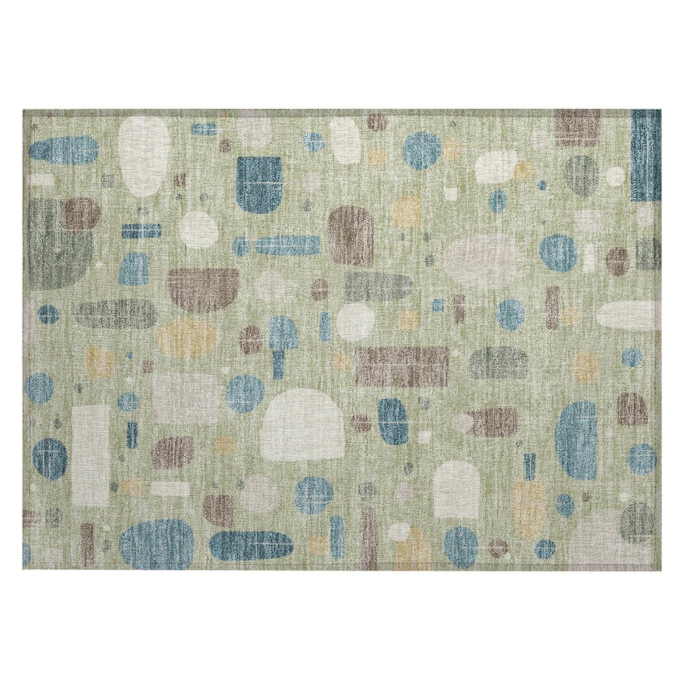Machine Washable Indoor/Outdoor Chantille ACN2393 Green 1'8" x 2'6" Rug. Picture 1