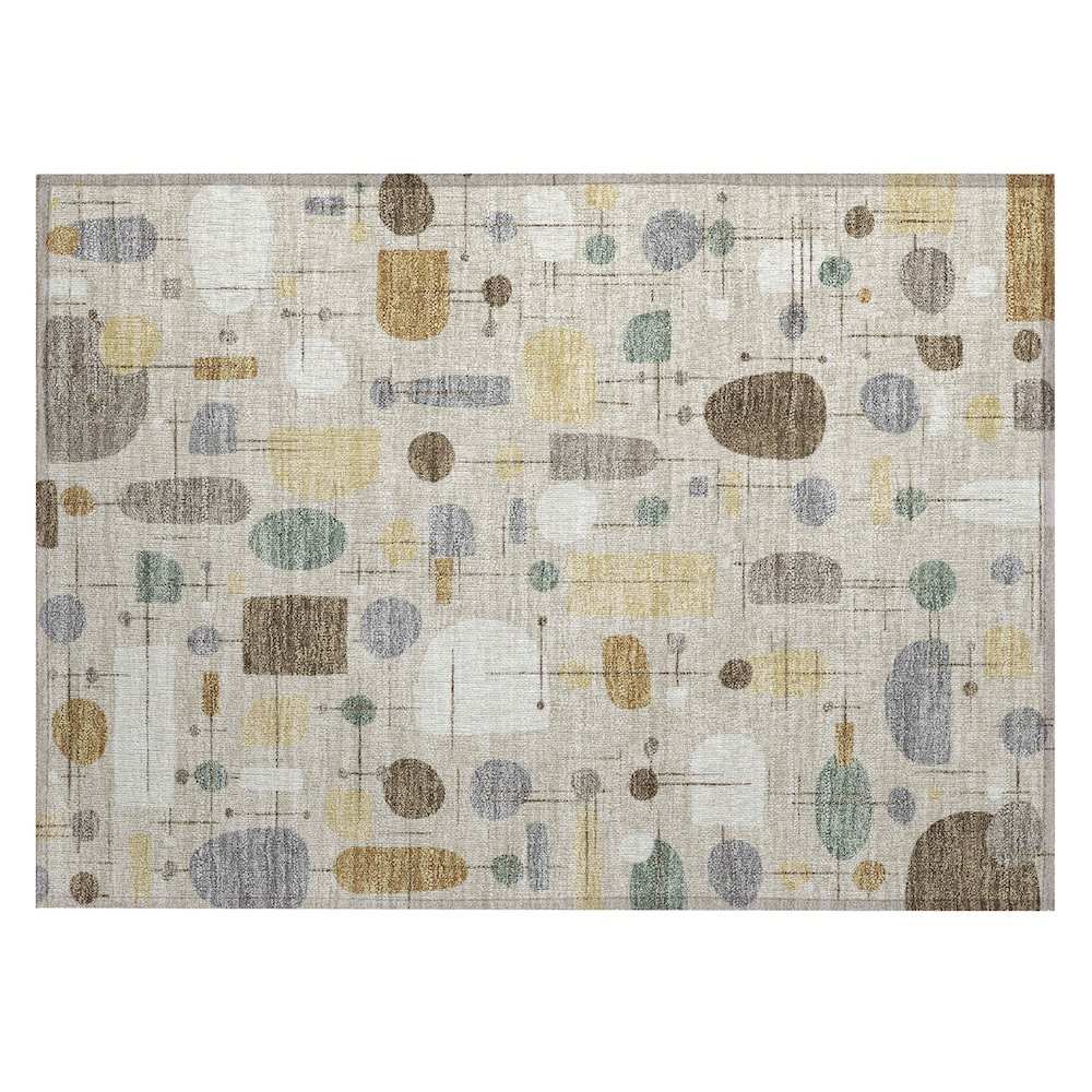 Machine Washable Indoor/Outdoor Chantille ACN2393 Brown 1'8" x 2'6" Rug. Picture 1