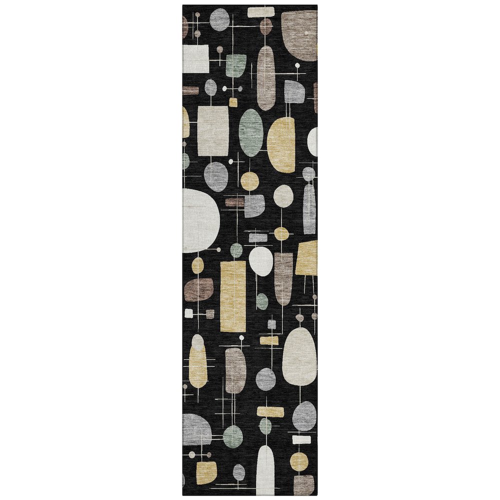 Machine Washable Indoor/Outdoor Chantille ACN2393 Black 2'3" x 7'6" Runner Rug. Picture 1