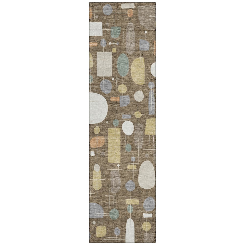Machine Washable Indoor/Outdoor Chantille ACN2393 Brown 2'3" x 7'6" Runner Rug. Picture 1