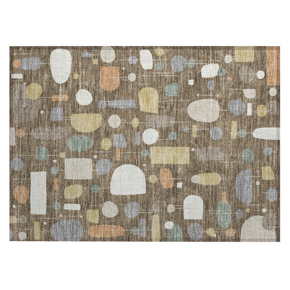 Machine Washable Indoor/Outdoor Chantille ACN2393 Brown 1'8" x 2'6" Rug. Picture 1