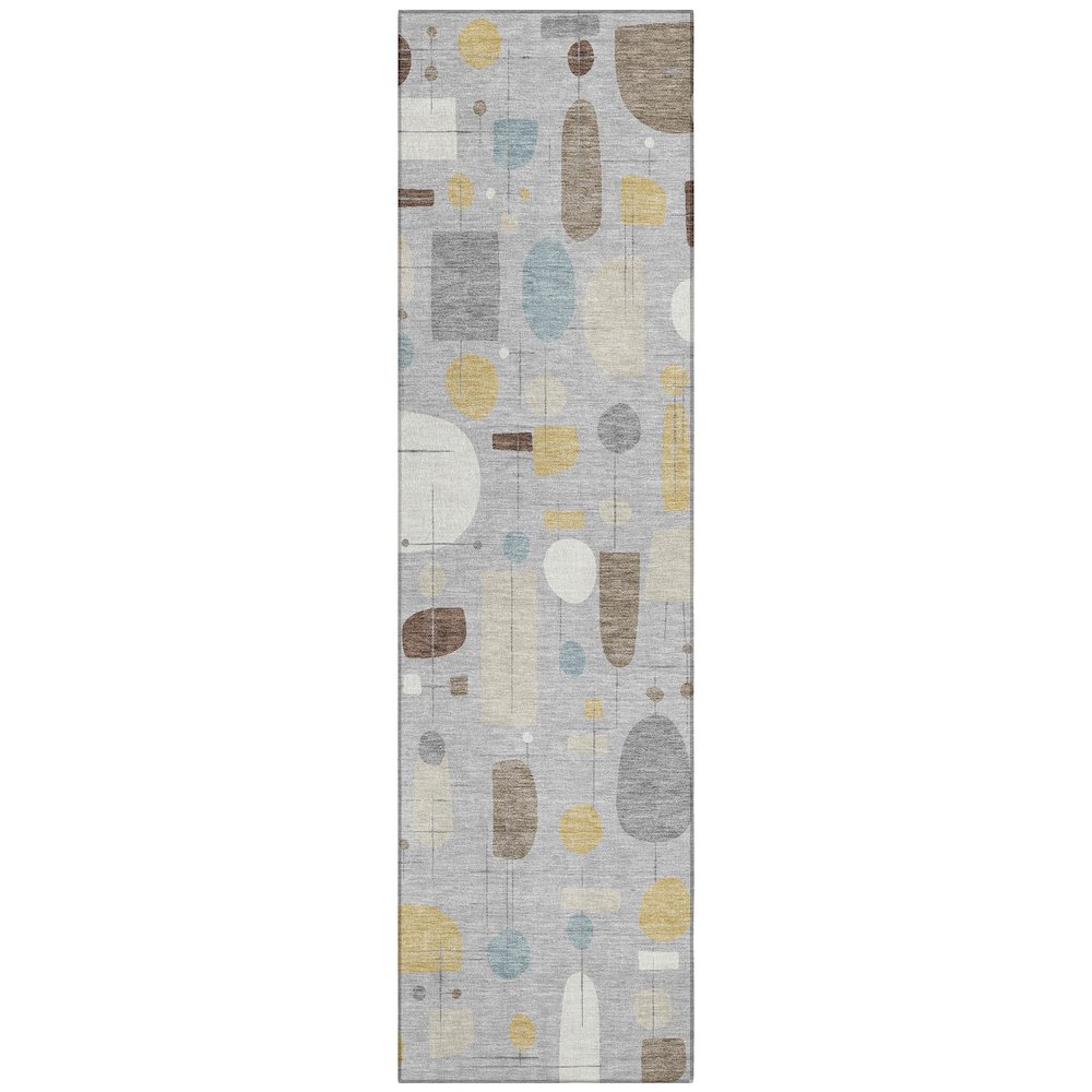 Machine Washable Indoor/Outdoor Chantille ACN2393 Gray 2'3" x 7'6" Runner Rug. Picture 1