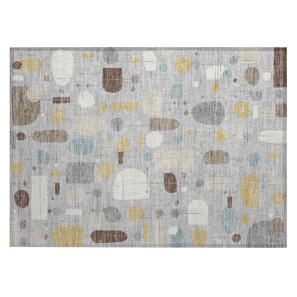 Machine Washable Indoor/Outdoor Chantille ACN2393 Gray 1'8" x 2'6" Rug. Picture 1