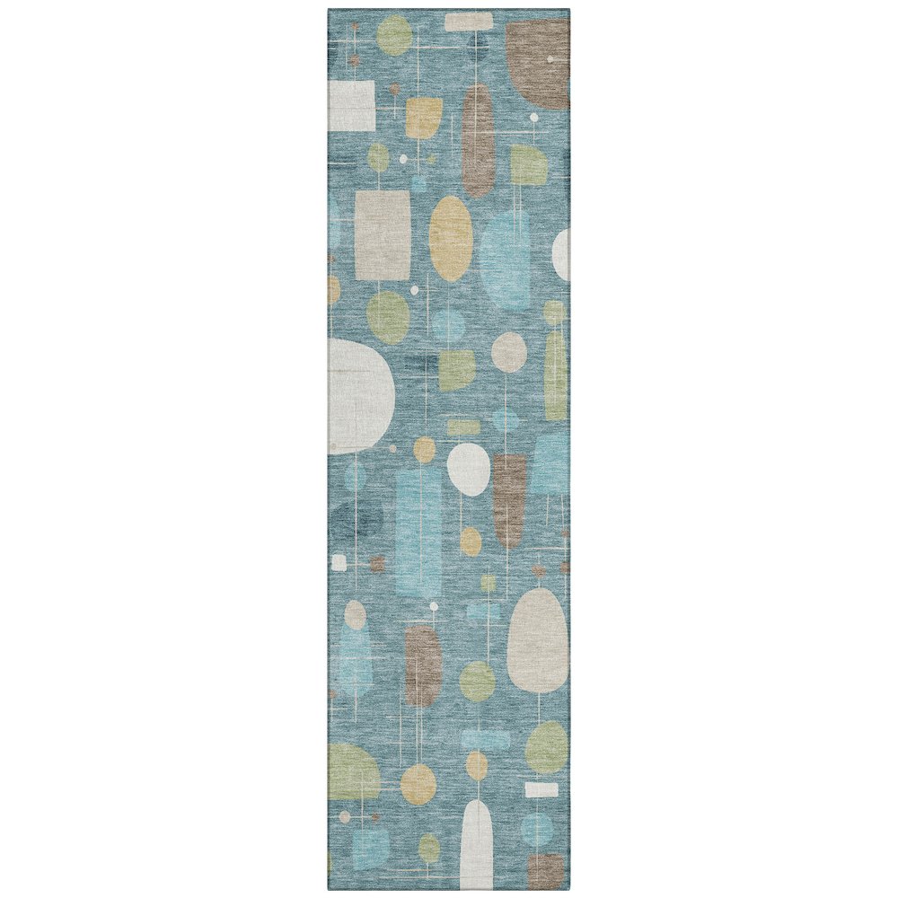 Machine Washable Indoor/Outdoor Chantille ACN2393 Teal 2'3" x 7'6" Runner Rug. Picture 1