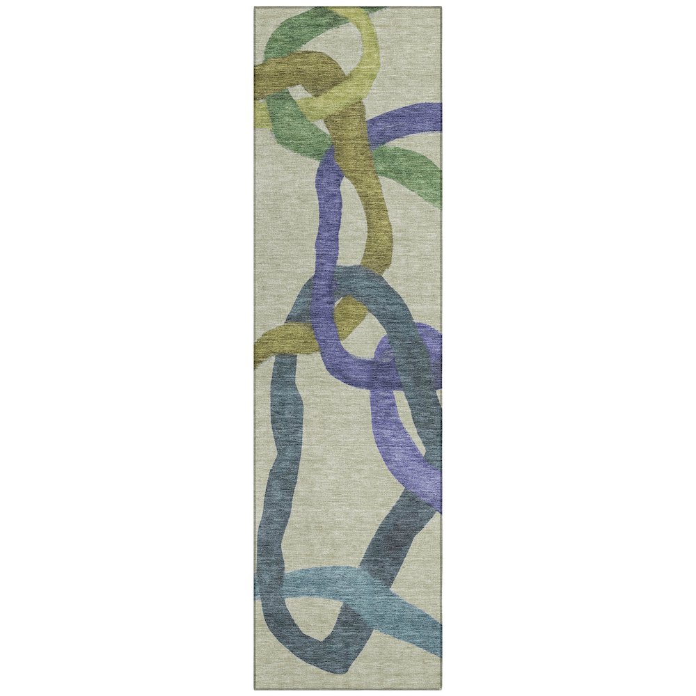 Machine Washable Indoor/Outdoor Chantille ACN2394 Green 2'3" x 7'6" Runner Rug. Picture 1