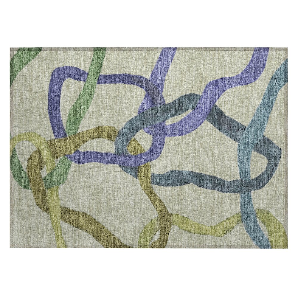 Machine Washable Indoor/Outdoor Chantille ACN2394 Green 1'8" x 2'6" Rug. Picture 1