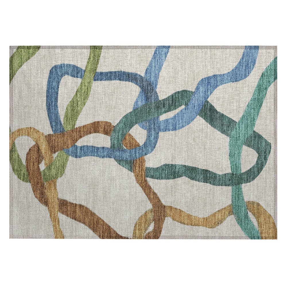 Machine Washable Indoor/Outdoor Chantille ACN2394 Brown 1'8" x 2'6" Rug. Picture 1