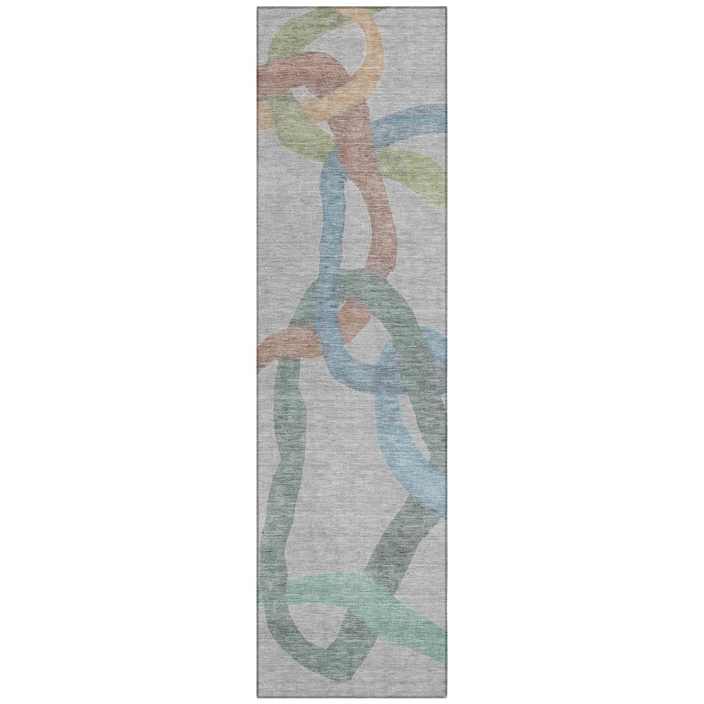 Machine Washable Indoor/Outdoor Chantille ACN2394 Gray 2'3" x 7'6" Runner Rug. Picture 1