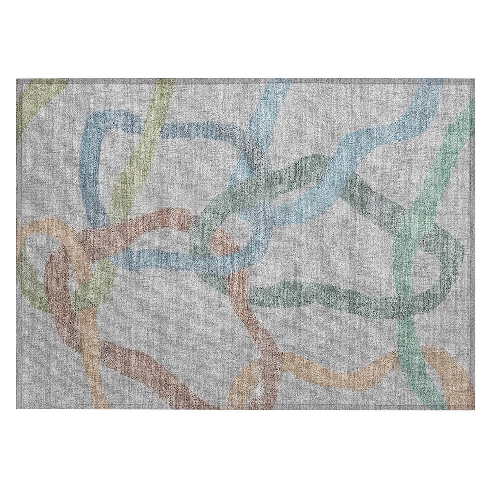 Machine Washable Indoor/Outdoor Chantille ACN2394 Gray 1'8" x 2'6" Rug. Picture 1