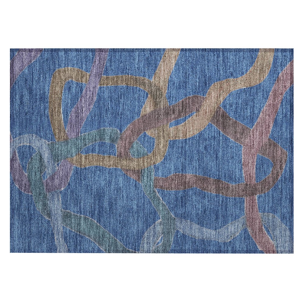 Machine Washable Indoor/Outdoor Chantille ACN2394 Blue 1'8" x 2'6" Rug. Picture 1
